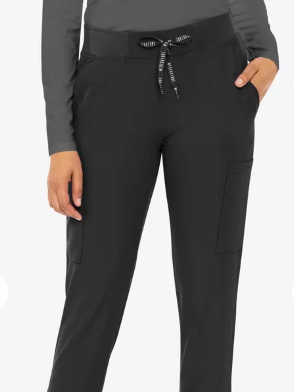 Med Couture Black Drawstring Cargo Joggers